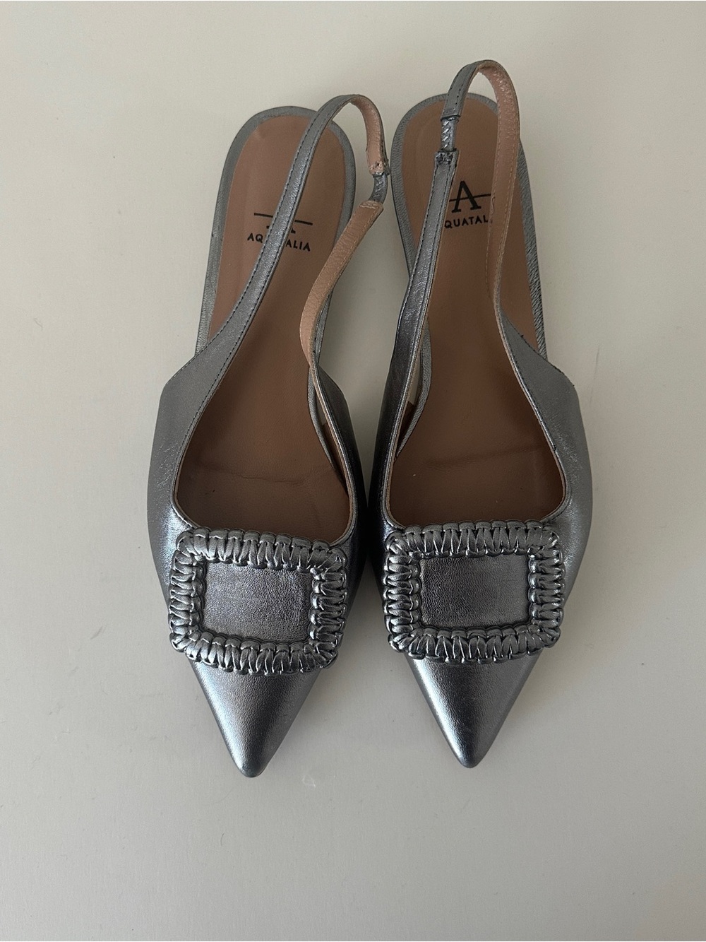 Classic Metallic Silver Leather Heel - Size 8M